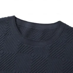 Men's Silk Linen Cotton T Shirt Checkerboard Crew Neck School Training Short Sleeve Crewneck Knitting Clothing Apparel Knitwear Vacation Vintage Neutral