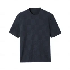 Men's Silk Linen Cotton T Shirt Checkerboard Crew Neck School Training Short Sleeve Crewneck Knitting Clothing Apparel Knitwear Vacation Vintage Neutral