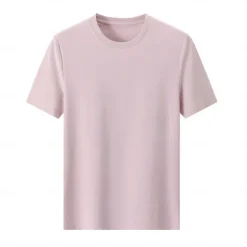 Men's Silk Cotton Blend Antibacterial UV Protection T Shirt Crew Neck School Training Short Sleeve Crewneck Clothing Apparel Knitwear Vacation Vintage Neutral