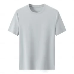 Men's Silk Cotton Blend Antibacterial UV Protection T Shirt Crew Neck School Training Short Sleeve Crewneck Clothing Apparel Knitwear Vacation Vintage Neutral