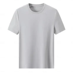 Men's Silk Cotton Blend Antibacterial UV Protection T Shirt Crew Neck School Training Short Sleeve Crewneck Clothing Apparel Knitwear Vacation Vintage Neutral