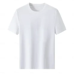 Men's Silk Cotton Blend Antibacterial UV Protection T Shirt Crew Neck School Training Short Sleeve Crewneck Clothing Apparel Knitwear Vacation Vintage Neutral