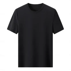 Men's Silk Cotton Blend Antibacterial UV Protection T Shirt Crew Neck School Training Short Sleeve Crewneck Clothing Apparel Knitwear Vacation Vintage Neutral