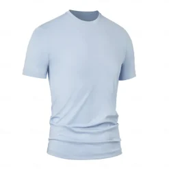 Men's Silk Cotton Blend Antibacterial UV Protection T Shirt Crew Neck School Training Short Sleeve Crewneck Clothing Apparel Knitwear Vacation Vintage Neutral
