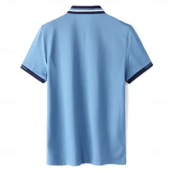 Men's Silk Cotton Blend Business Casual Lapel Short Sleeve High Quality Office Plain Buttons Summer Spring Fall Light Blue Black Pink Royal Blue Sea Green