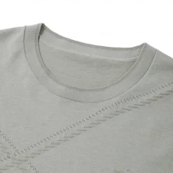 Men's Silk Linen Cotton T Shirt Line Texture Crew Neck School Short Sleeve Crewneck Clothing Apparel Knitwear Vacation Vintage Neutral