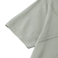 Men's Silk Linen Cotton T Shirt Line Texture Crew Neck School Short Sleeve Crewneck Clothing Apparel Knitwear Vacation Vintage Neutral