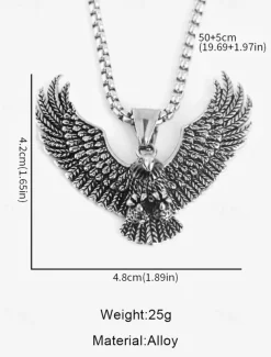 Men's Silver Eagle Pendant Necklace – Bold and Detailed Symbolic Jewelry for Strength and Freedom