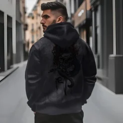 Men's Skeleton Snake Hoodie Hoodies Sweatshirt Punk Gothic Long Sleeve Hooded Party Holiday Streetwear Black White Print Front Pocket Spring & Fall Designer