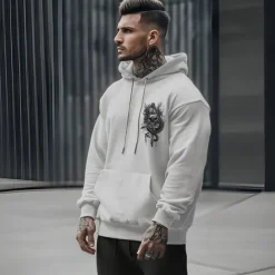 Men's Skeleton Snake Hoodie Hoodies Sweatshirt Punk Gothic Long Sleeve Hooded Party Holiday Streetwear Black White Print Front Pocket Spring & Fall Designer