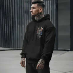 Men's Skeleton Snake Hoodie Hoodies Sweatshirt Punk Gothic Long Sleeve Hooded Party Holiday Streetwear Black White Print Front Pocket Spring & Fall Designer