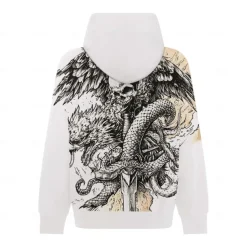 Men's Skeleton Snake Hoodie Hoodies Sweatshirt Punk Gothic Long Sleeve Hooded Party Holiday Streetwear White Khaki Print Front Pocket Spring & Fall Designer