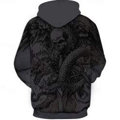 Men's Skeleton Snake Hoodie Hoodies Sweatshirt Punk Gothic Long Sleeve Hooded Party Holiday Streetwear White Khaki Print Front Pocket Spring & Fall Designer