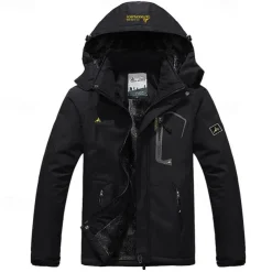 Men's Ski Jacket Gorpcore Softshell Fleece Jacket Waterproof Rain Jacket Winter Outdoor Thermal Warm Windproof Windbreaker Trench Coat Top Outerwear Skiing Camping Hiking Casual Denim Blue Red Green