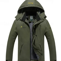 Men's Ski Jacket Gorpcore Softshell Fleece Jacket Waterproof Rain Jacket Winter Outdoor Thermal Warm Windproof Windbreaker Trench Coat Top Outerwear Skiing Camping Hiking Casual Denim Blue Red Green