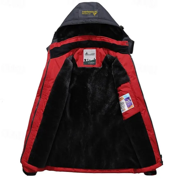 Men's Ski Jacket Gorpcore Softshell Fleece Jacket Waterproof Rain Jacket Winter Outdoor Thermal Warm Windproof Windbreaker Trench Coat Top Outerwear Skiing Camping Hiking Casual Denim Blue Red Green