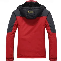 Men's Ski Jacket Gorpcore Softshell Fleece Jacket Waterproof Rain Jacket Winter Outdoor Thermal Warm Windproof Windbreaker Trench Coat Top Outerwear Skiing Camping Hiking Casual Denim Blue Red Green