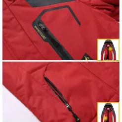 Men's Ski Jacket Gorpcore Softshell Fleece Jacket Waterproof Rain Jacket Winter Outdoor Thermal Warm Windproof Windbreaker Trench Coat Top Outerwear Skiing Camping Hiking Casual Denim Blue Red Green