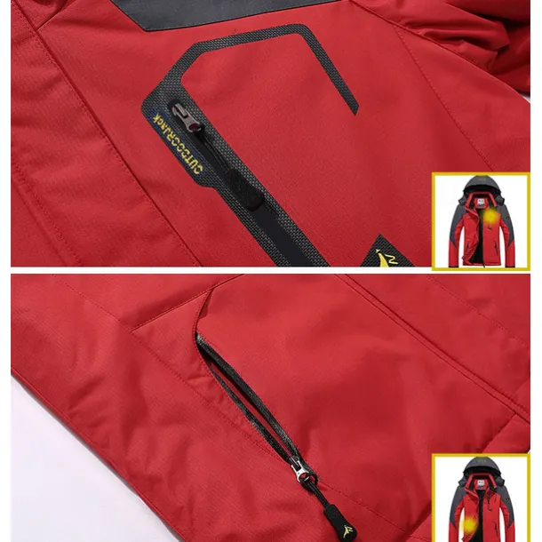 Men's Ski Jacket Gorpcore Softshell Fleece Jacket Waterproof Rain Jacket Winter Outdoor Thermal Warm Windproof Windbreaker Trench Coat Top Outerwear Skiing Camping Hiking Casual Denim Blue Red Green