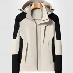 Men's Ski Jacket Outdoor Color Block Waterproof Windproof Hoodie Snow Coat Ski Coat Traveling Black Yellow Blue Khaki