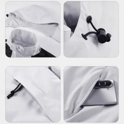 Men's Ski Jacket Outdoor Color Block Waterproof Windproof Hoodie Snow Coat Ski Coat Traveling Black Orange Khaki Light Green