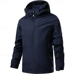 Men's Ski Jacket Outdoor Waterproof Windproof Hoodie Snow Coat Ski Coat Traveling Black Orange Khaki Dark Blue