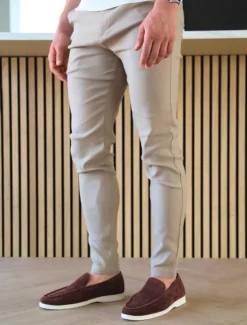 Men's Skinny Trousers Chinos Buttons Pocket Plain Comfort Formal Work Daily Fashion Classic Style Black Khaki Micro-elastic