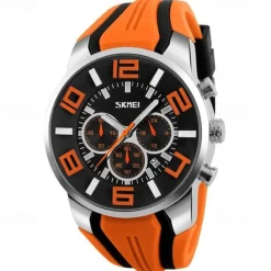 Mens Skmei Stop Watch Luxury Watches Silicone Strap Casual Watches For Men Waterproof Quartz 9128 Clock