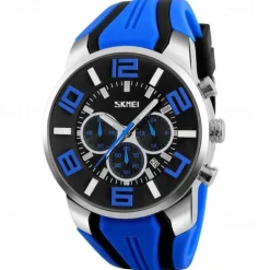 Mens Skmei Stop Watch Luxury Watches Silicone Strap Casual Watches For Men Waterproof Quartz 9128 Clock