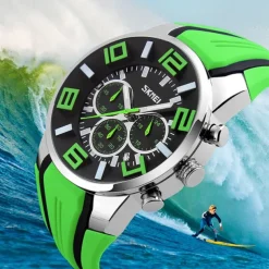 Mens Skmei Stop Watch Luxury Watches Silicone Strap Casual Watches For Men Waterproof Quartz 9128 Clock