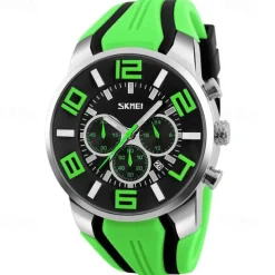 Mens Skmei Stop Watch Luxury Watches Silicone Strap Casual Watches For Men Waterproof Quartz 9128 Clock