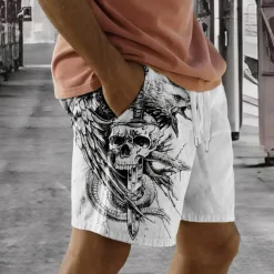 Men's Skull Eagle Snake Swim Trunks Swim Shorts Board Shorts Mid Waist Punk & Gothic Vacation Party Holiday with Mesh lining Elastic Waist 3D Print Designer Clothing Apparel