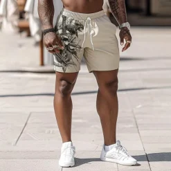 Men's Skull Eagle Snake Swim Trunks Swim Shorts Board Shorts Mid Waist Punk & Gothic Vacation Party Holiday with Mesh lining Elastic Waist 3D Print Designer Clothing Apparel