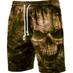 Men's Skull Graphic Prints Halloween Costumes Active Sweat Shorts Terry Shorts Mid Waist Fashion Streetwear Classic Style Sports Outdoor Casual Daily Elastic Waist Drawstring Print Designer Clothing
