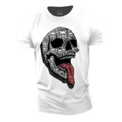 Men's Skull Graphic Prints T shirt Graphic Tee Casual Style Classic Style Tee Top Short Sleeve T shirt Crew Neck Shirt Classic Casual Outdoor Street Sport Heather Gray Black White Summer Clothing
