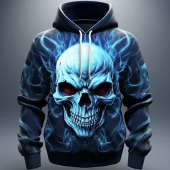 Men's Skull Graphic Prints Flame Hoodie Hoodies Sweatshirt Daily Classic Long Sleeve Hooded Holiday Going out Streetwear Red Royal Blue Print Spring & Fall Designer