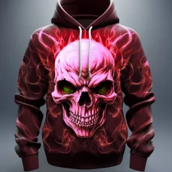 Men's Skull Graphic Prints Flame Hoodie Hoodies Sweatshirt Daily Classic Long Sleeve Hooded Holiday Going out Streetwear Red Royal Blue Print Spring & Fall Designer