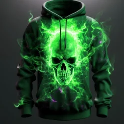 Men's Skull Graphic Prints Flame Hoodie Hoodies Sweatshirt Daily Classic Long Sleeve Hooded Holiday Going out Streetwear Red Royal Blue Print Spring & Fall Designer