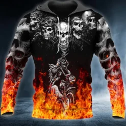 Men's Skull Graphic Prints Hoodie Hoodies Sweatshirt Streetwear Basic Long Sleeve Hooded Daily Sports Black Print Spring & Fall Designer