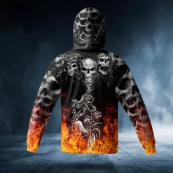 Men's Skull Graphic Prints Hoodie Hoodies Sweatshirt Streetwear Basic Long Sleeve Hooded Daily Sports Black Print Spring & Fall Designer