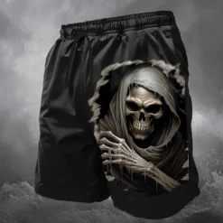 Men's Skull Halloween Costumes Swim Shorts Board Shorts Swimming Trunks Mid Waist Fashion Streetwear Designer Casual Daily Holiday Pocket Elastic Waist 3D Print Designer Clothing Apparel