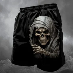 Men's Skull Halloween Costumes Swim Shorts Board Shorts Swimming Trunks Mid Waist Fashion Streetwear Designer Casual Daily Holiday Pocket Elastic Waist 3D Print Designer Clothing Apparel