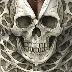 Men's Skull Halloween Costumes Shirt Satin Shirt Dress Shirt Long Sleeve Dark Gothic Style Holiday Summer Spring Fall Turndown 3D Print Button Up Shirts Blue Green Khaki Gray
