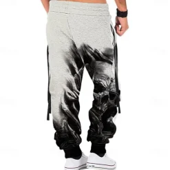Men's Skull Halloween Costumes Sweatpants Joggers Pants Trousers Mid Waist Drawstring Elastic Waist Casual Dark Outdoor Street Dailywear Pocket Spring Fall Winter 3D Print Black