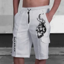 Men's Skull Halloween Costumes Shorts Mid Waist Vacation Fashion Streetwear Outdoor Casual Holiday Side Pockets Drawstring Designer Clothing Apparel