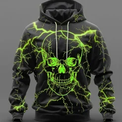 Men's Skull Hoodies Sweatshirt Fashion Cool Long Sleeve Crew Neck Party Holiday Streetwear Yellow Purple Drawstring Fall Winter Designer