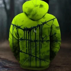 Men's Skulls Hoodies Sweatshirt Fashion Cool Long Sleeve Crew Neck Party Holiday Streetwear Green Drawstring Fall Winter Designer