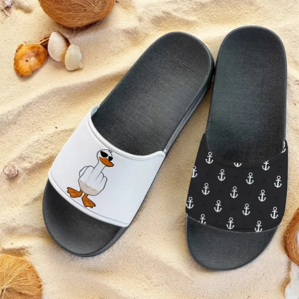 Men's Slide Sandals with Goose and Rope Pattern – Comfortable & Stylish Beach - Inspired Style for Men in Summer Beach Trips