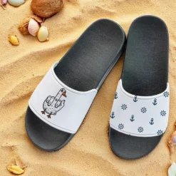 Men's Slide Sandals with Goose and Rope Pattern – Comfortable & Stylish Beach - Inspired Style for Men in Summer Beach Trips