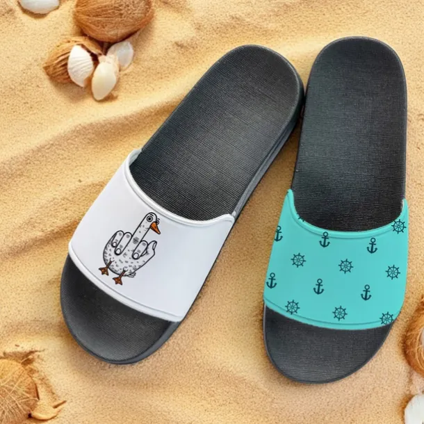 Men's Slide Sandals with Goose and Rope Pattern – Comfortable & Stylish Beach - Inspired Style for Men in Summer Beach Trips